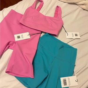 Girlfriend Collective Pink & blue High-Rise Bike Shorts SET